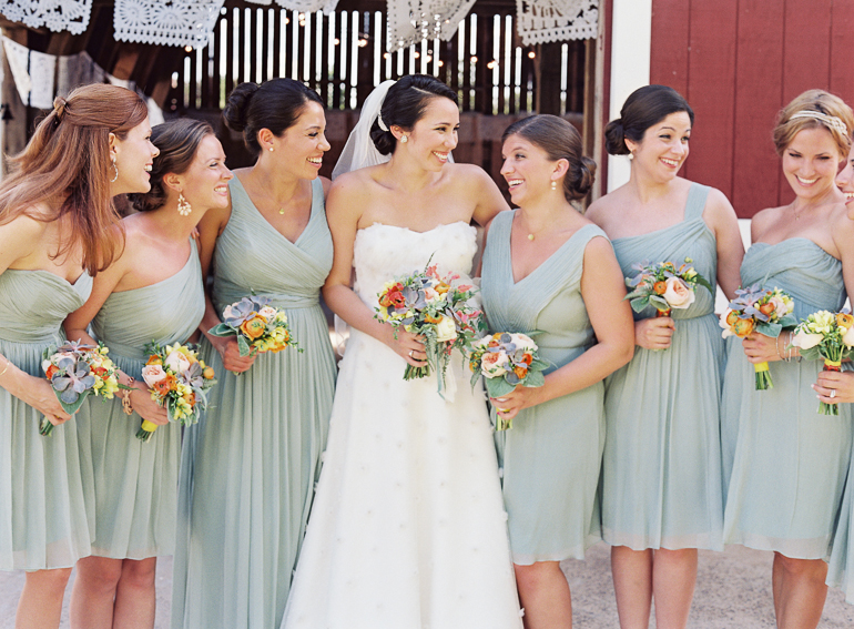 Virginia Fine Art Film Wedding Photographer | Westwood Inn Wedding | Soft Teal Bridal Party 