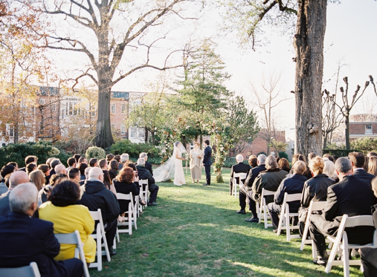Classic Meridian House DC Wedding | DC Fine Art Film Wedding Photographer  | meridian house Outdoor Ceremony